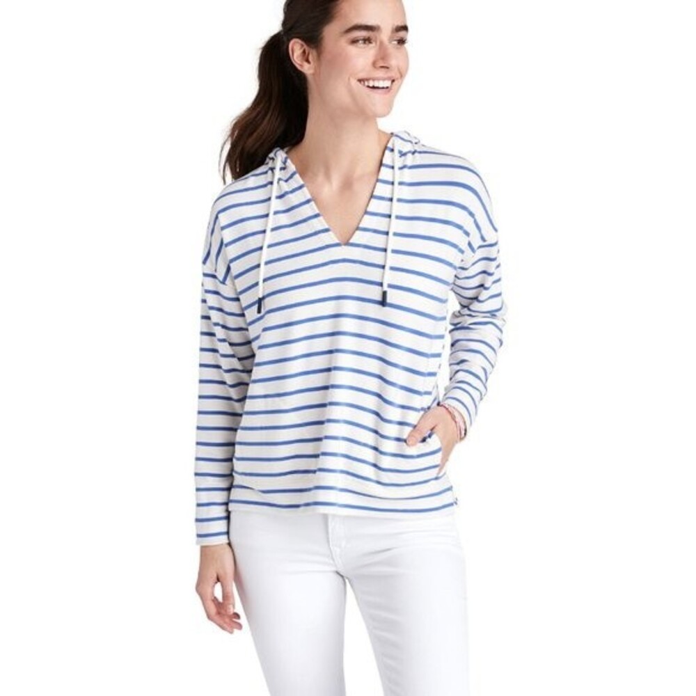 Vineyard Vines Striped Pop-Over Hoodie - blue/white stripes, size XXS